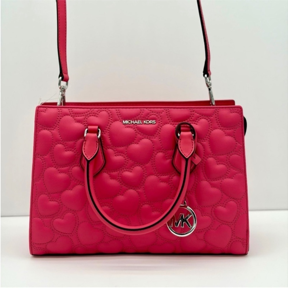 MICHAEL KORS Sheila Medium Heart Embroidered Satchel Crossbody - Picture 10 of 10